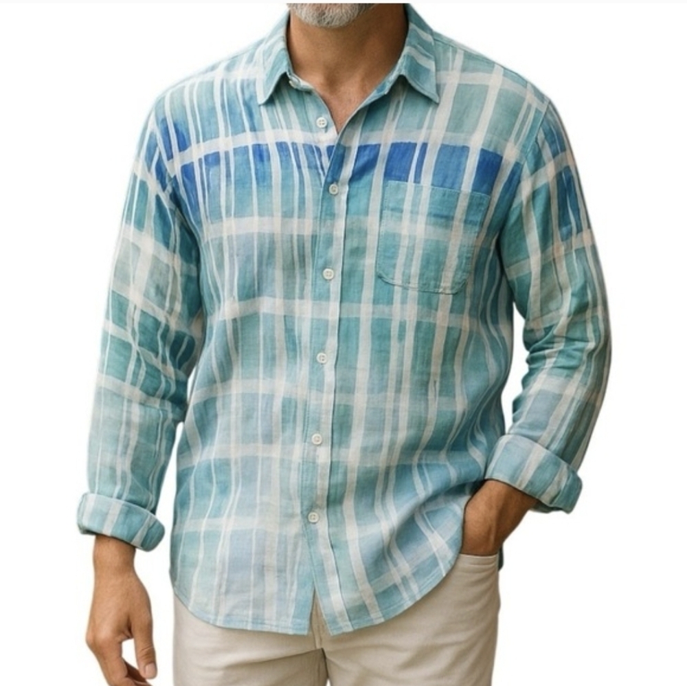 Tommy Bahama Okeechobee Ombre Breezer Linen Button-Up Shirt - Size XL